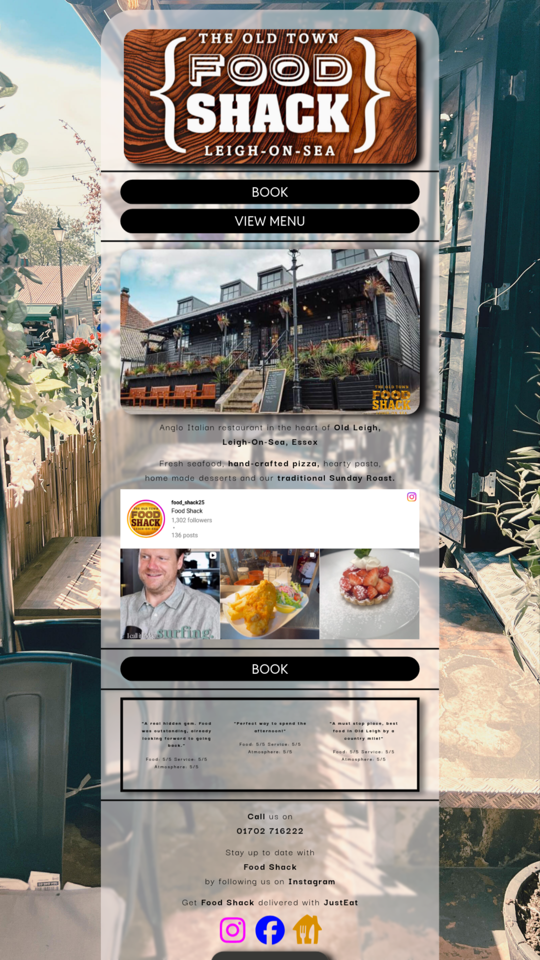 Food Shack's previous website